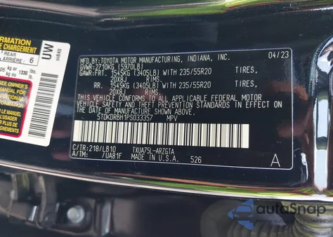 2023 Toyota Highlander Limited from USA, damaged, VIN 5TDKDRBH1PS033357